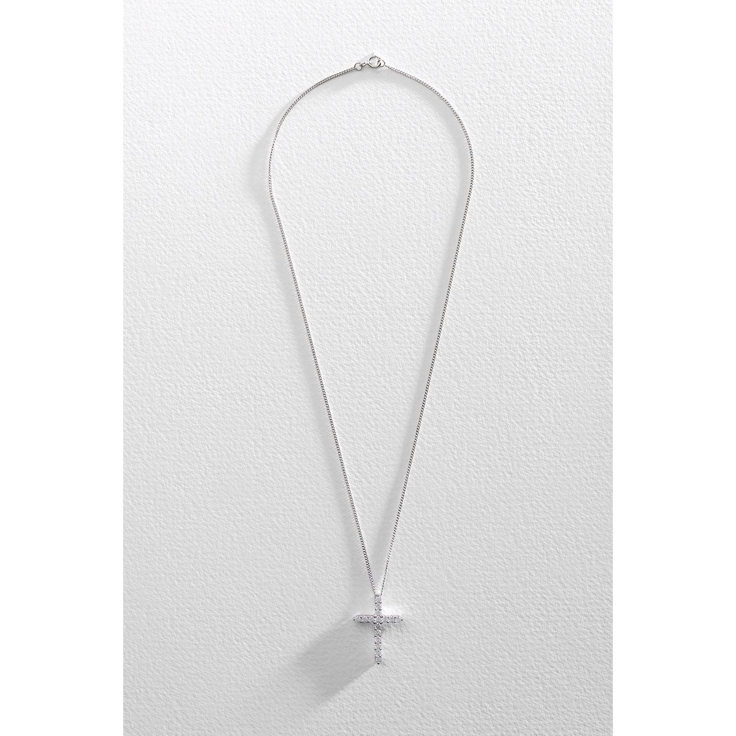 Revere silver cubic zirconia cross pendant necklace - British product