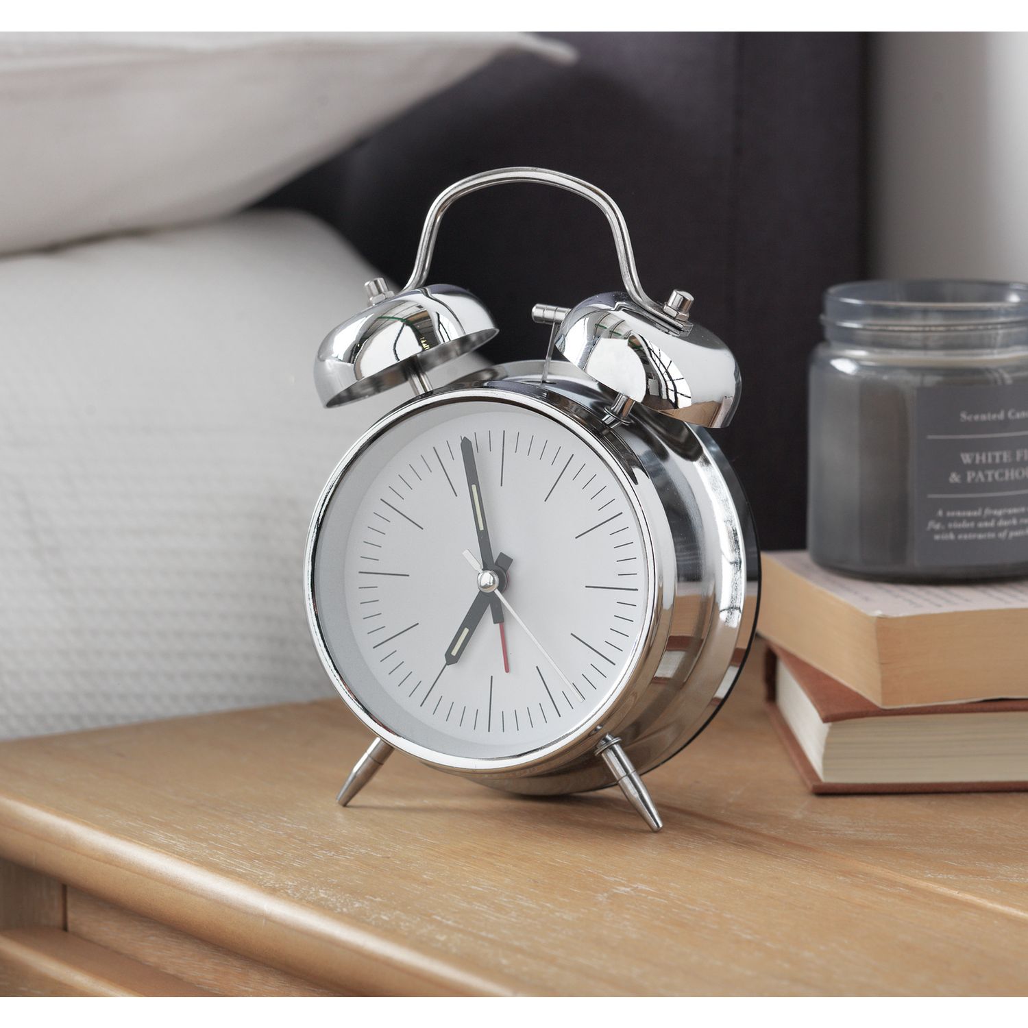Constant twin bell alarm clock silver 16cm, UK version