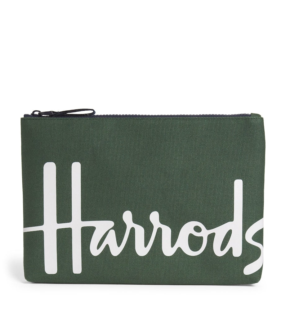 Harrods Medium Cotton Logo Pouch, UK version