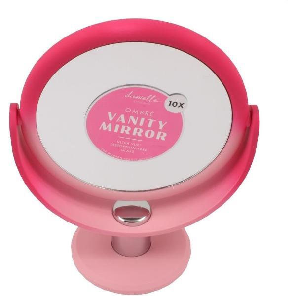 Danielle Creations pink ombre vanity mirror double-sided 10x magnification, UK version