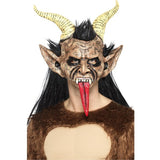 Smiffys Krampus demon mask brown latex with hair and horns, UK version