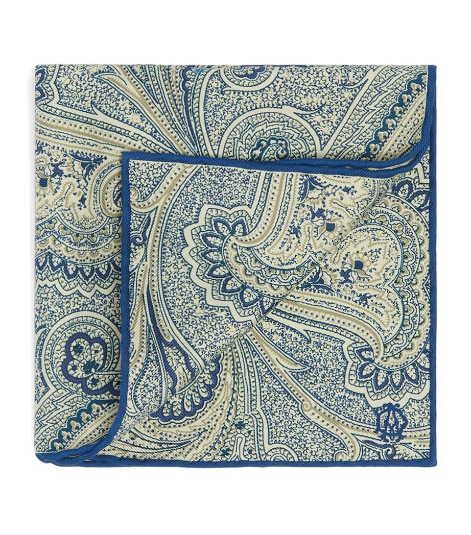 Dunhill mulberry silk paisley pocket square 30cm (British brand)