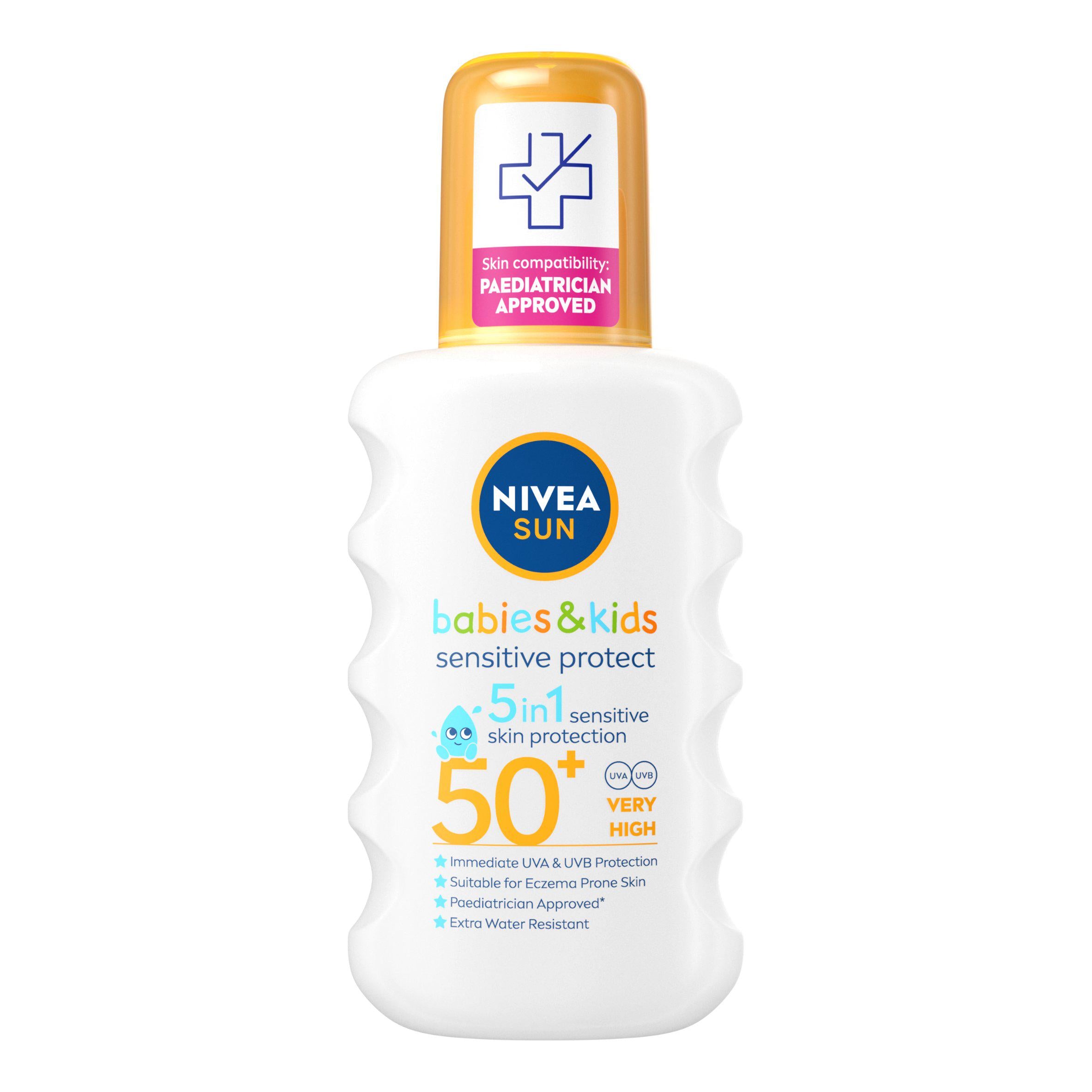 Nivea Sun Kids Sensitive Sun Cream Spray SPF50+ 200ml face & body skincare Sainsburys   