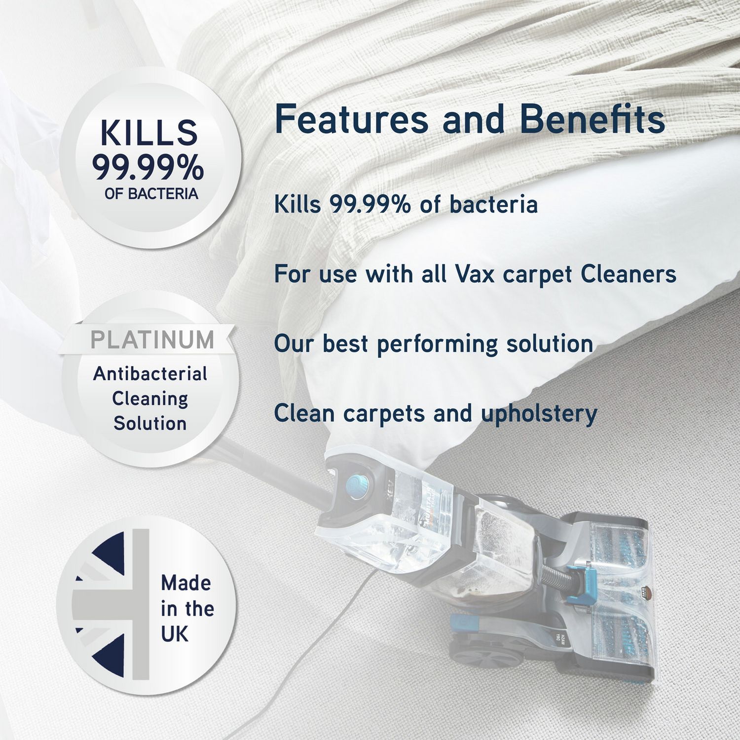 Vax antibacterial carpet cleaning solution 4L, imported from the UK