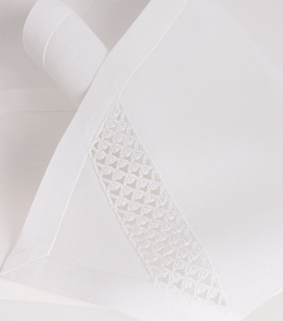 Embroidered Linen Napkin with Intricate Lacework, 45cm x 45cm