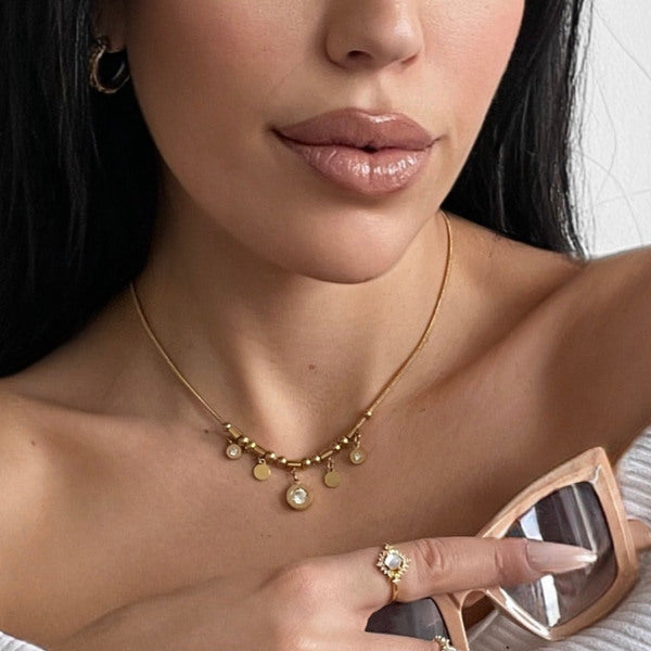 Luxe Tones 18k gold plated charm necklace, UK version