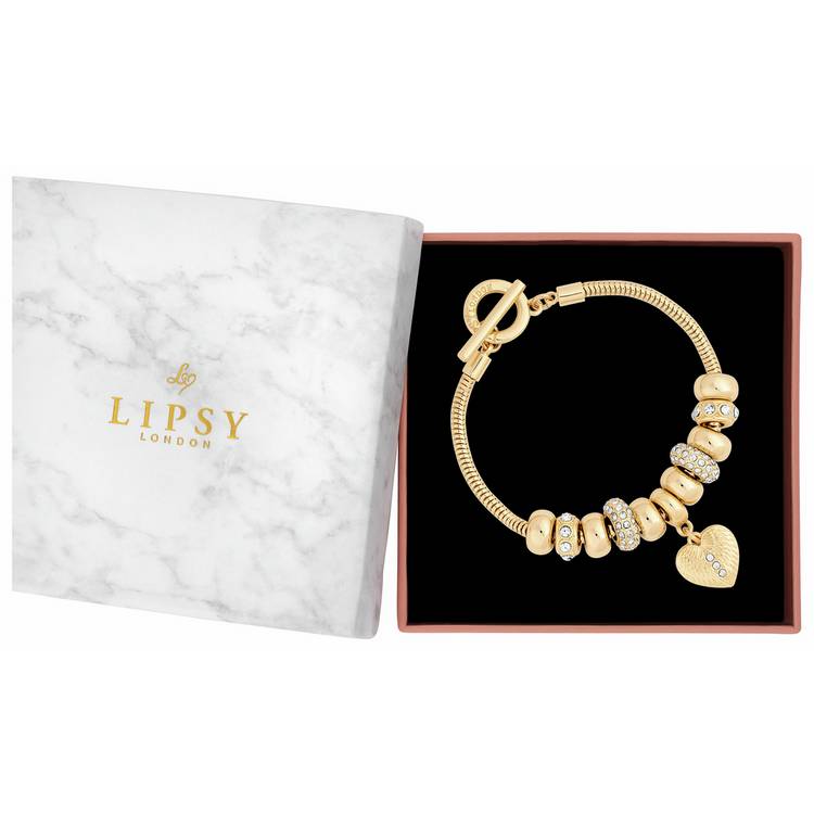 Lipsy gold plated T-bar coin charm bracelet - British product