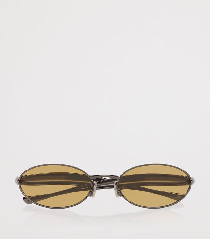Bottega Veneta Oval Sardine sunglasses metal temples, imported from the UK