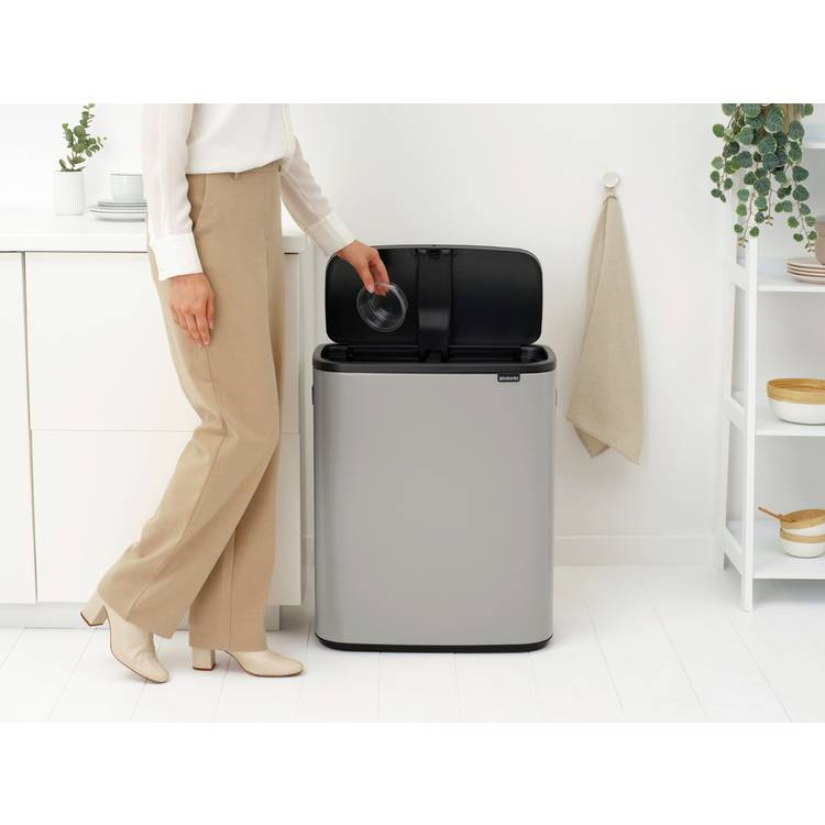 Brabantia touch bin soft grey 60 litre, imported from the UK