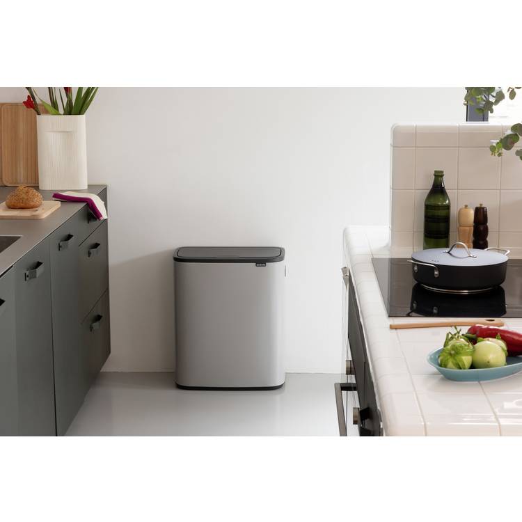 Brabantia touch bin soft grey 60 litre, imported from the UK