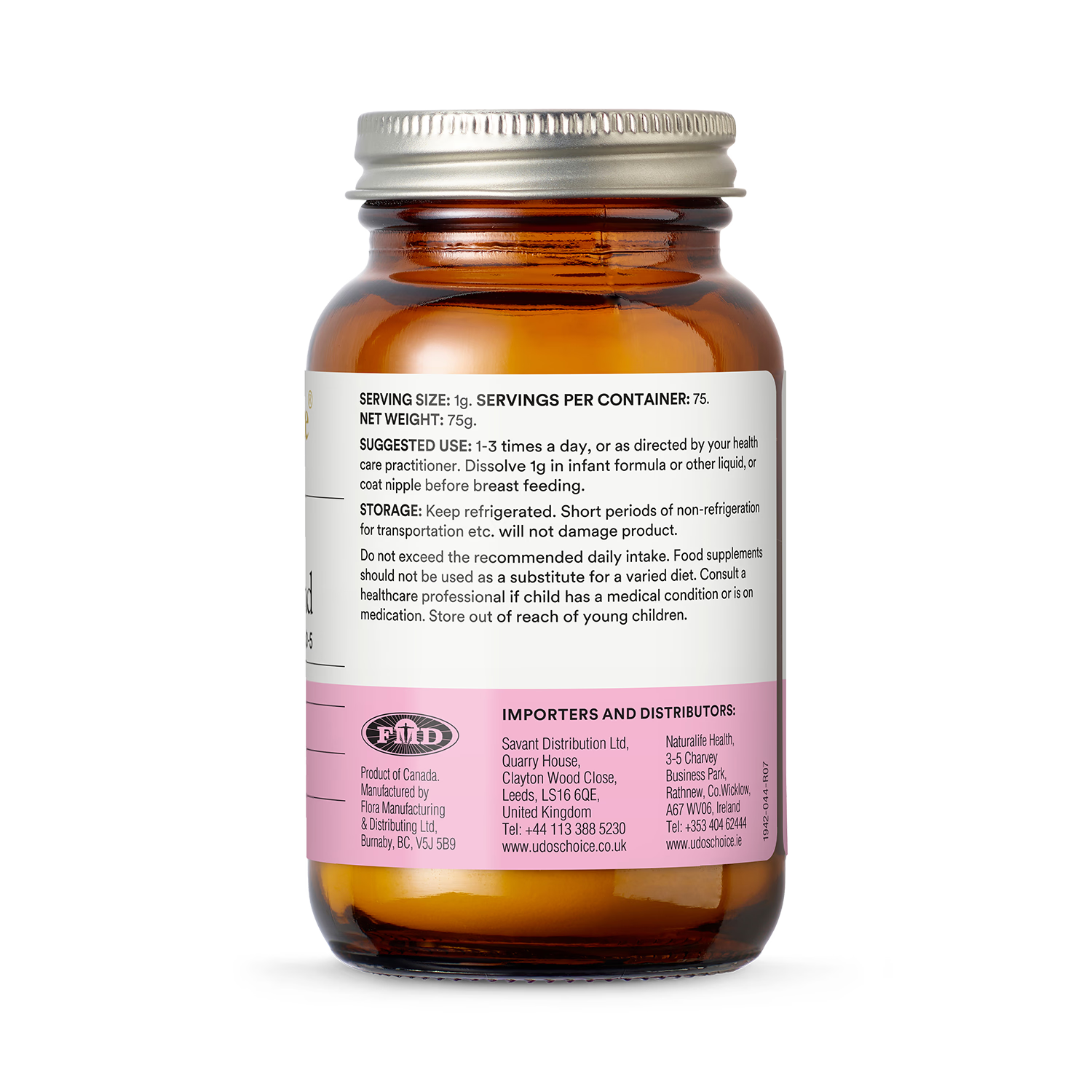 Udo's Choice probiotic powder Babies & Toddlers Blend 75g (British brand)