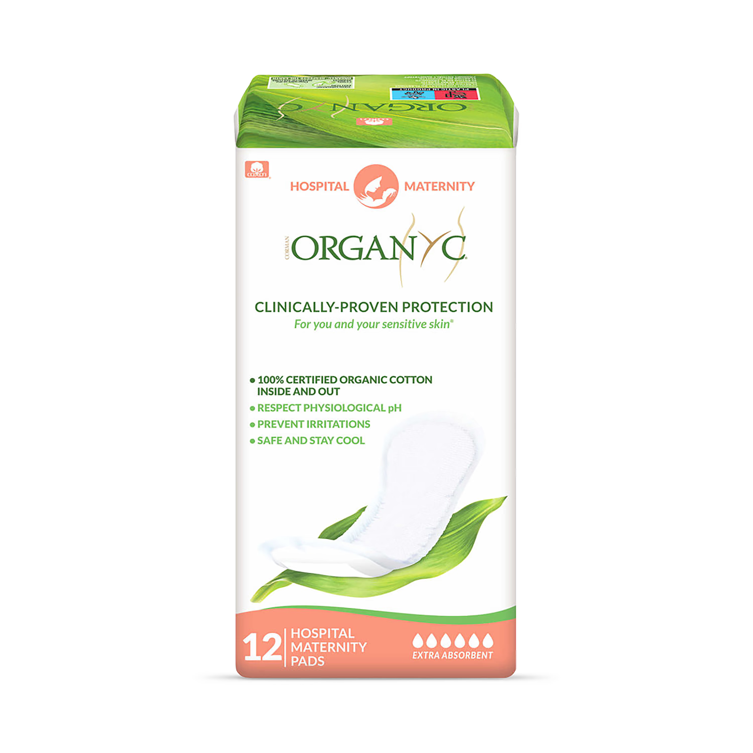 Organyc maternity pads hospital 12 count - British product
