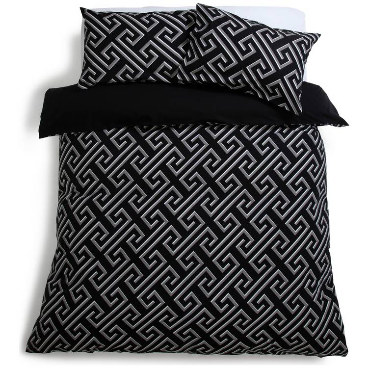 Argos Home Greek Geo bedding set single black grey (British brand)