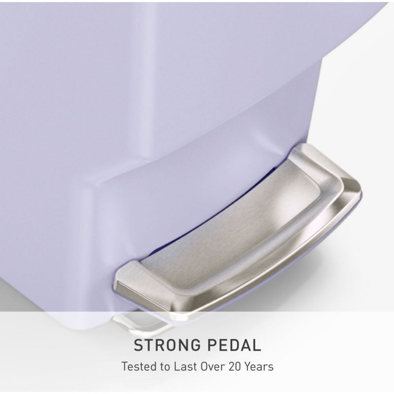 Simplehuman 40 litre slim plastic pedal bin lilac (British brand)
