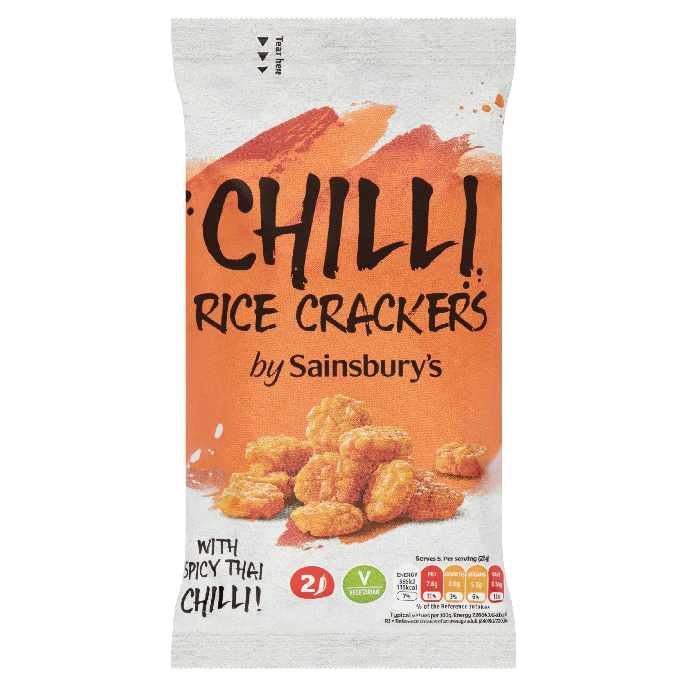 Sainsbury's Chilli Spicy Thai Rice Crackers 125g Lunchbox snacking Sainsburys   