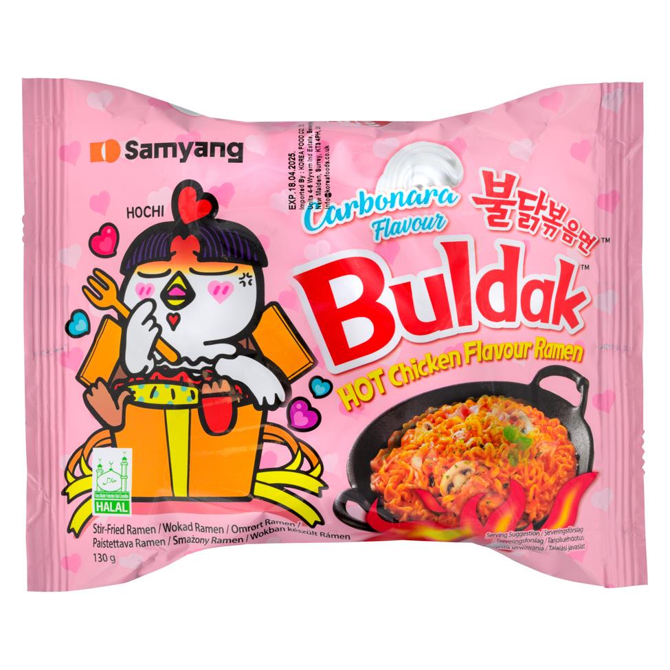 Samyang Buldak hot chicken carbonara ramen, UK version