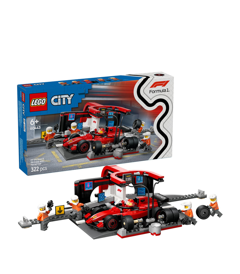 Lego F1 Pit Stop set with Ferrari car and pit crew, UK version