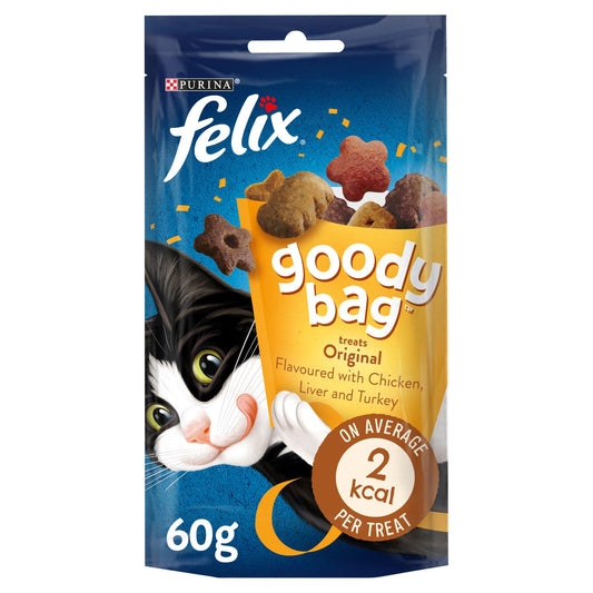 Felix Goody Bag Cat Treats Original Mix 60g Cat treats & milk Sainsburys   