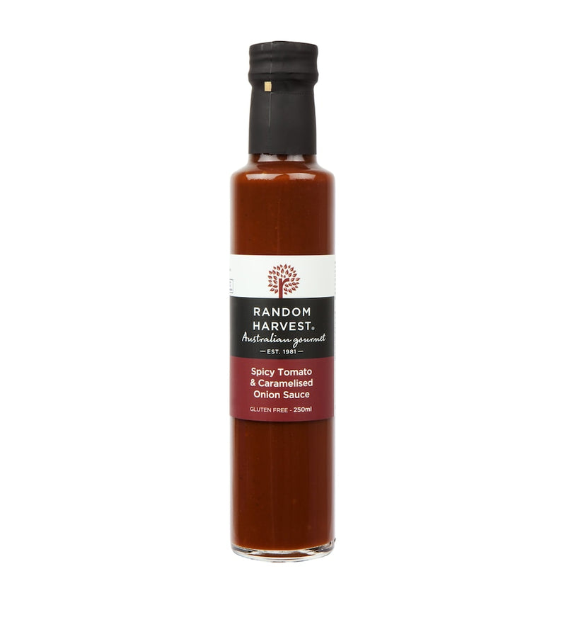 Random Harvest spicy tomato and caramelised onion sauce 250ml, imported from the UK