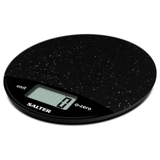 Salter round marble digital kitchen scale black, imported from the UK