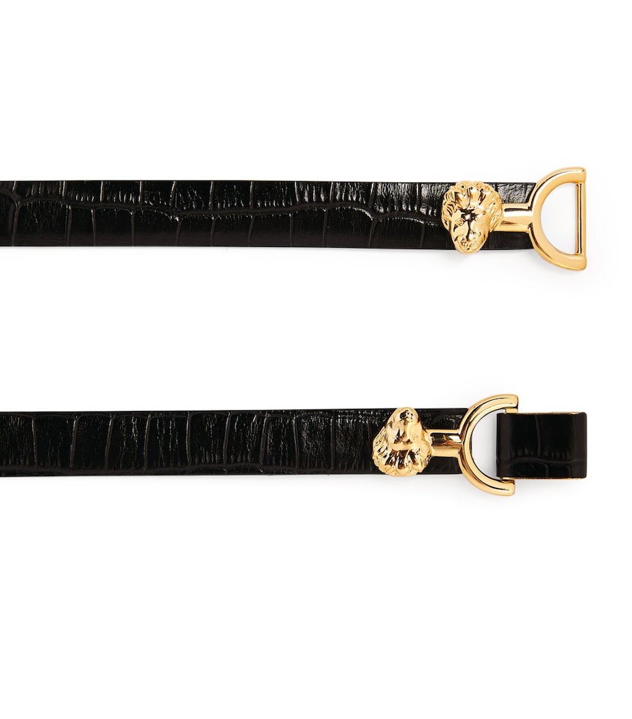 Maje lion-embellished leather horsebit belt (British brand)