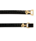 Maje lion-embellished leather horsebit belt (British brand)
