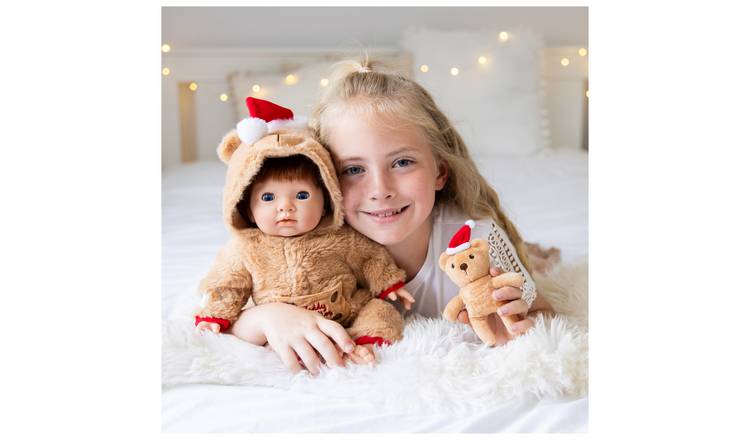 Tiny Treasures Christmas Teddy Baby Doll - 44cm