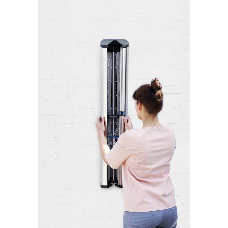 Brabantia wall mounted clothes airer metallic grey 24m, imported from the UK