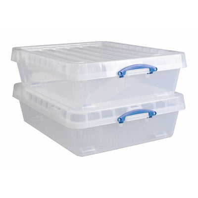 Argos Really Useful 2x61.5L Clear Wheeled Plastic Storage Boxes- Buy online at McGrocer