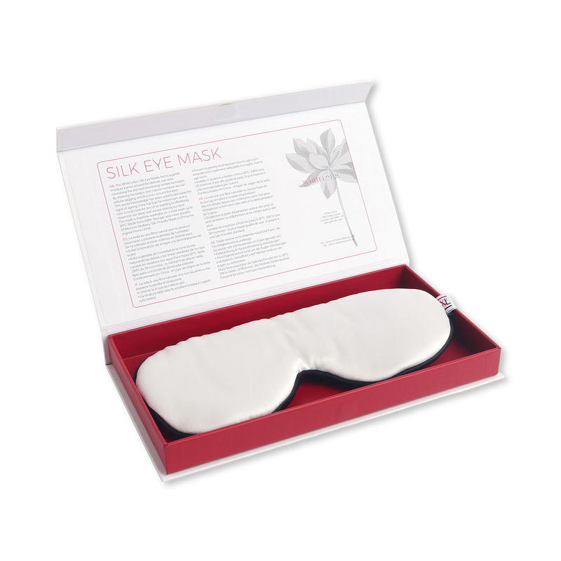 White Lotus Beauty 100% mulberry silk sleep mask 19 momme, imported from the UK