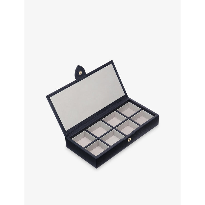 Smythson leather cufflinks box Panama 20cm, UK version