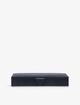 Smythson leather cufflinks box Panama 20cm, UK version