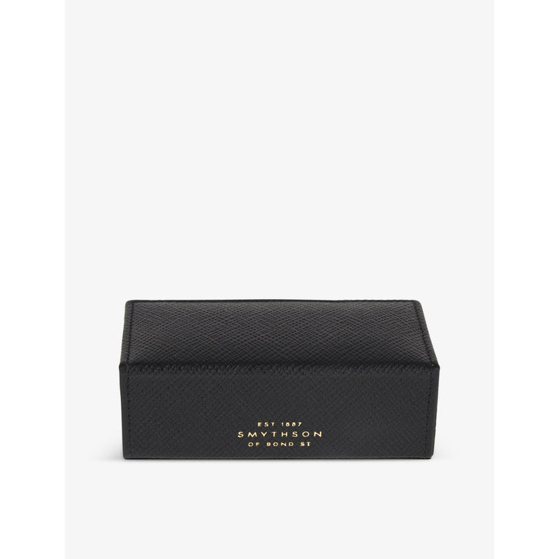 Smythson Panama leather cufflink box 11cm - British product