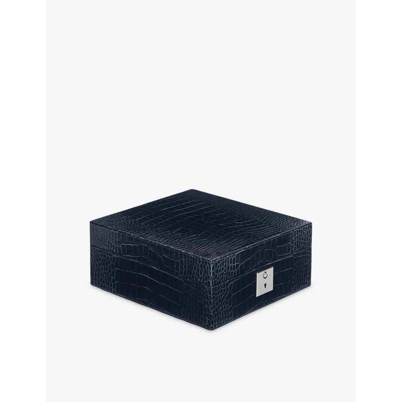 Smythson Mara lockable leather watch box with suede pillows (British brand)