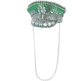 Fever Deluxe sequin studded captains hat green - British product