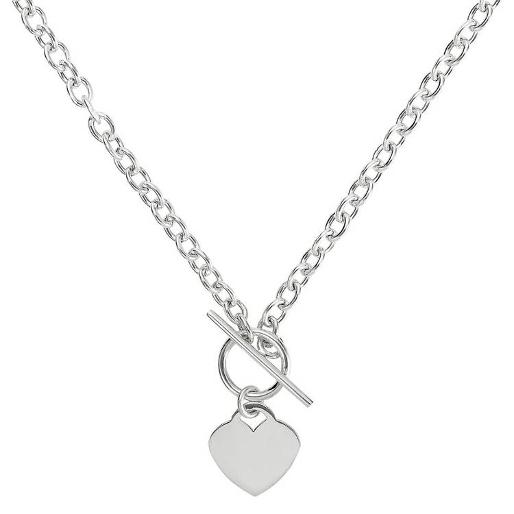 Revere sterling silver heart T-bar necklace (British brand)