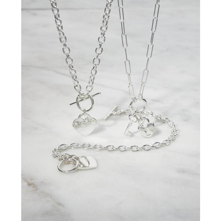 Revere sterling silver heart T-bar necklace (British brand)