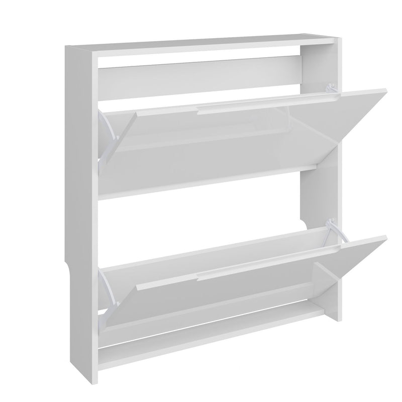GFW narrow gloss white shoe cabinet for hallway storage (British brand)