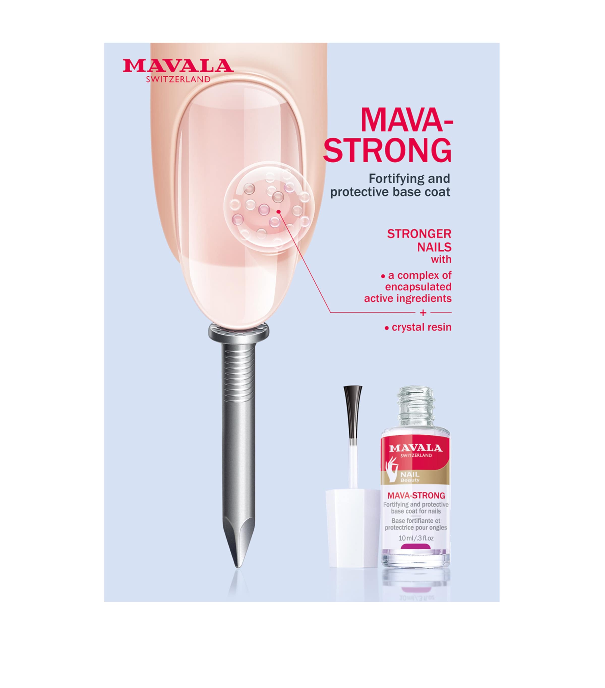 Mavala Mava-Strong Base Coat 10ml, imported from the UK