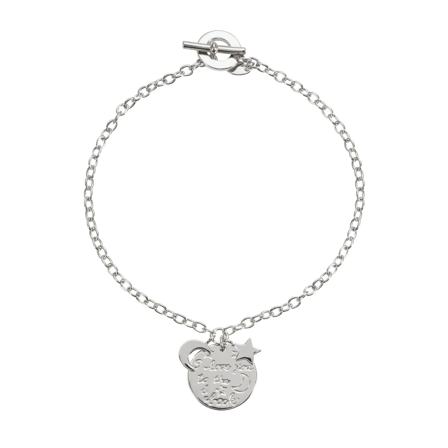 Moon & Back sterling silver bracelet I love you engraved 19cm - British product