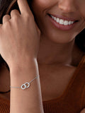 Sterling Silver Cubic Zirconia Double Circle Bracelet 19cm