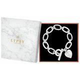 Lipsy silver plated heart charm bracelet, UK version