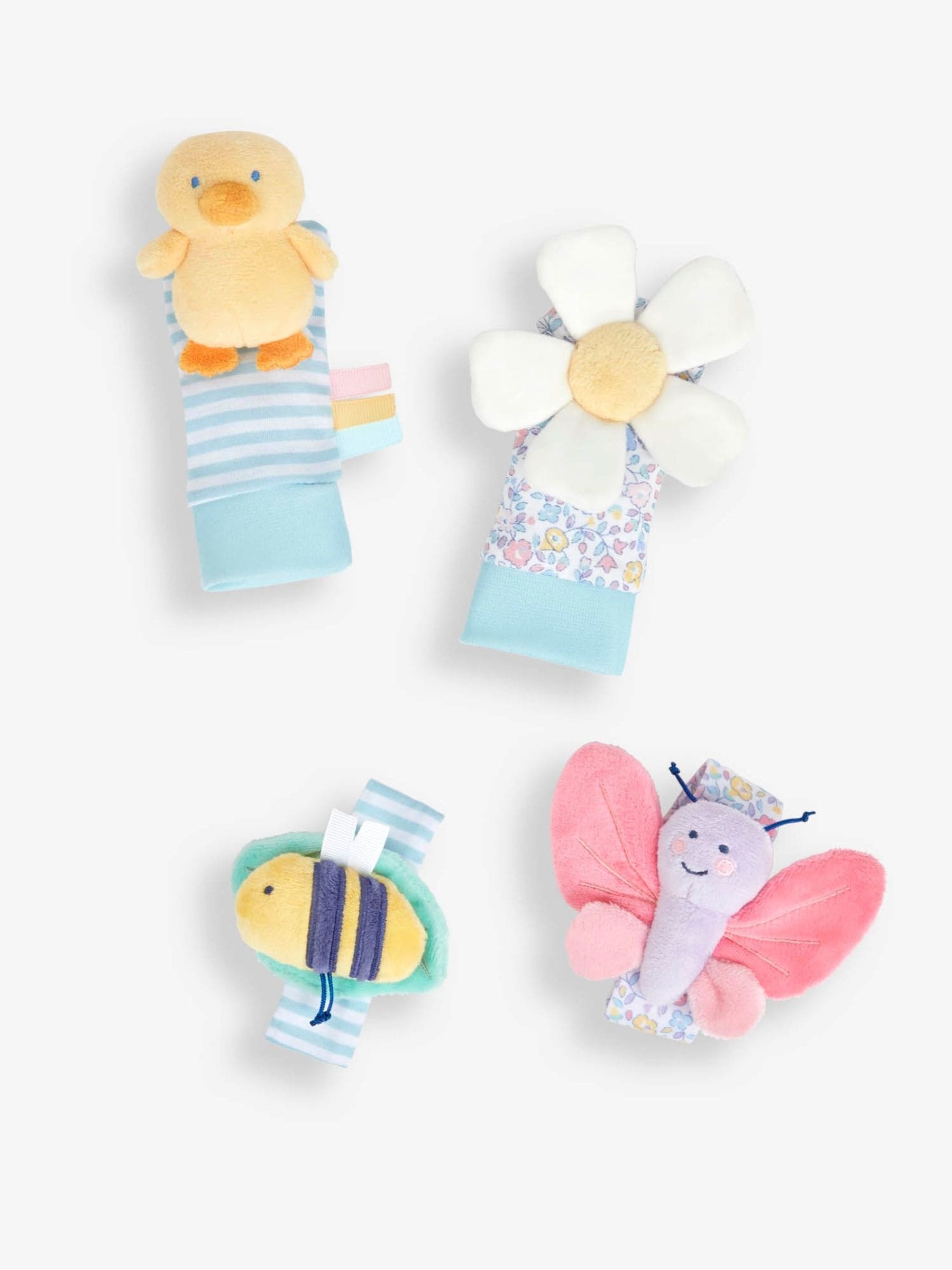 JoJo Maman Bébé Down by the River rattle set 4-pack (British brand)