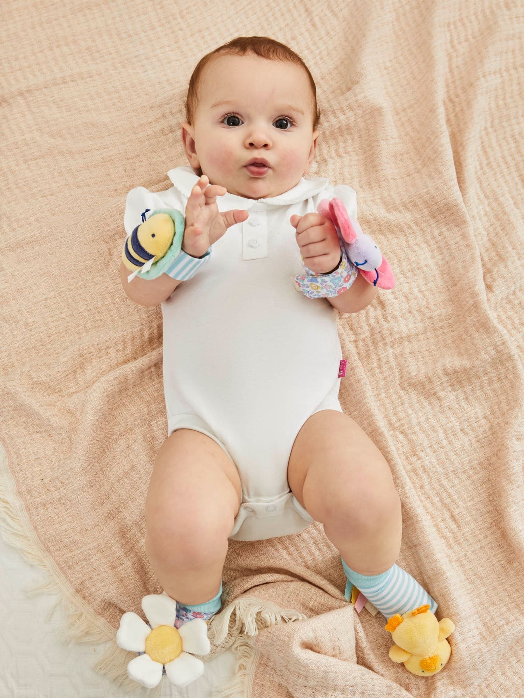 JoJo Maman Bébé Down by the River rattle set 4-pack (British brand)