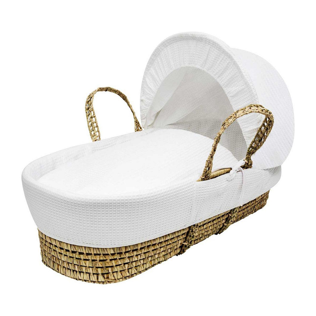 Kinder Valley White Waffle Palm Moses Basket and Opal Folding Stand