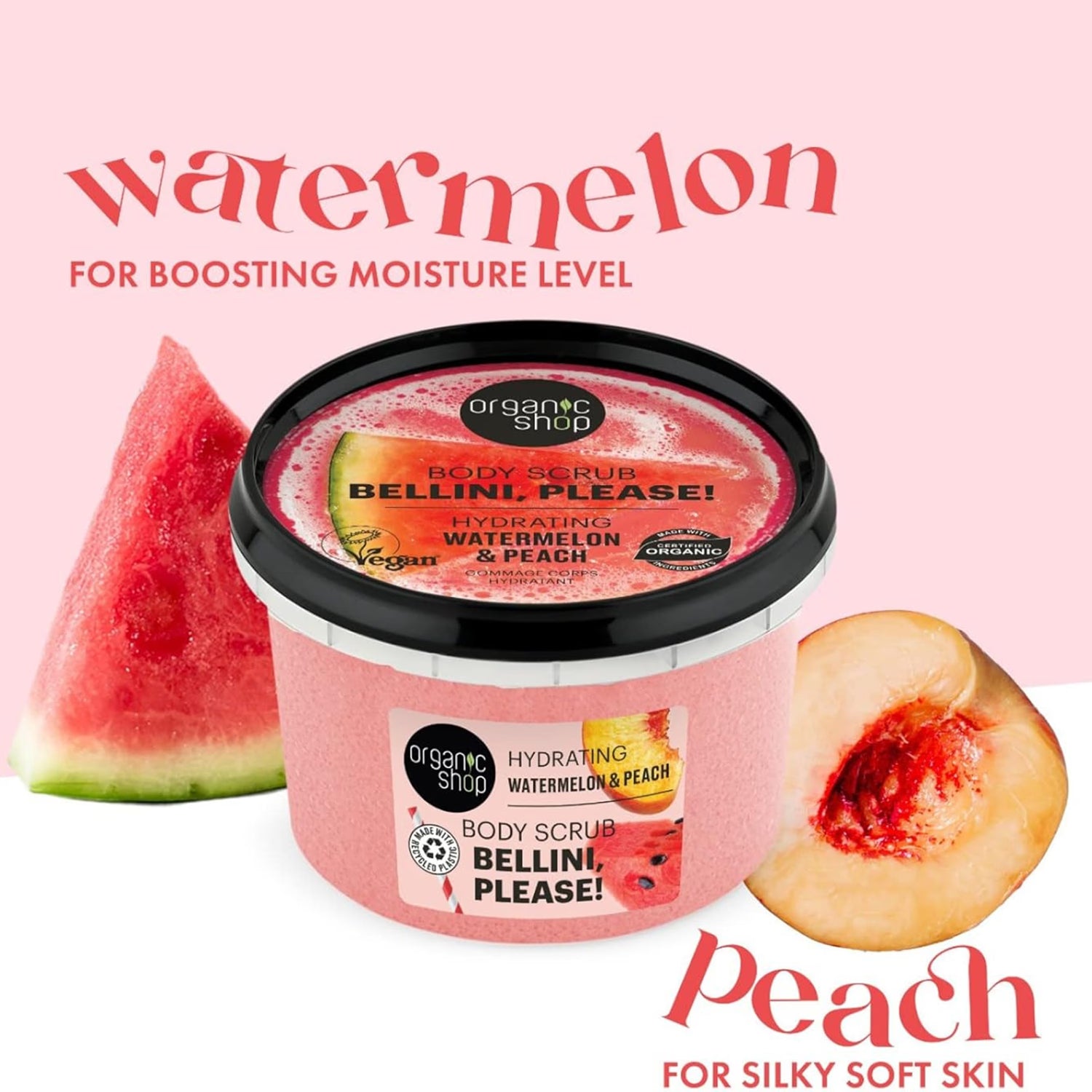 Organic Shop body scrub Watermelon & Peach 250ml (British brand)