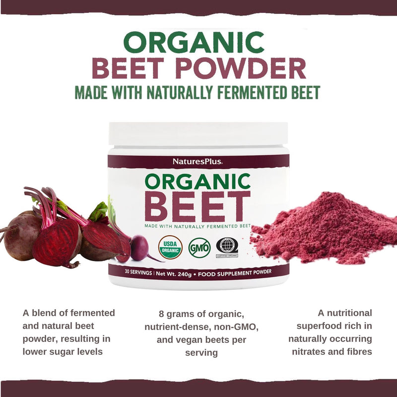 NaturesPlus organic beet powder 240g, imported from the UK