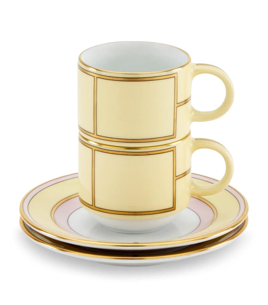GINORI 1735 Giallo coffee cups and saucers set of 2, UK version