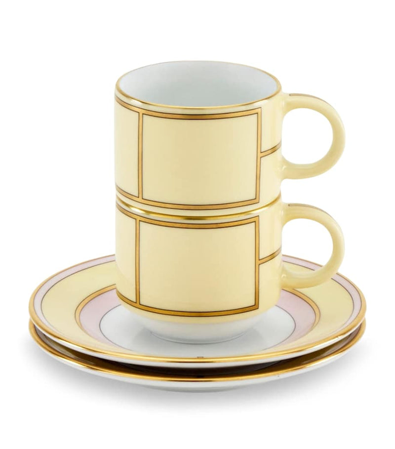 GINORI 1735 Giallo coffee cups and saucers set of 2, UK version