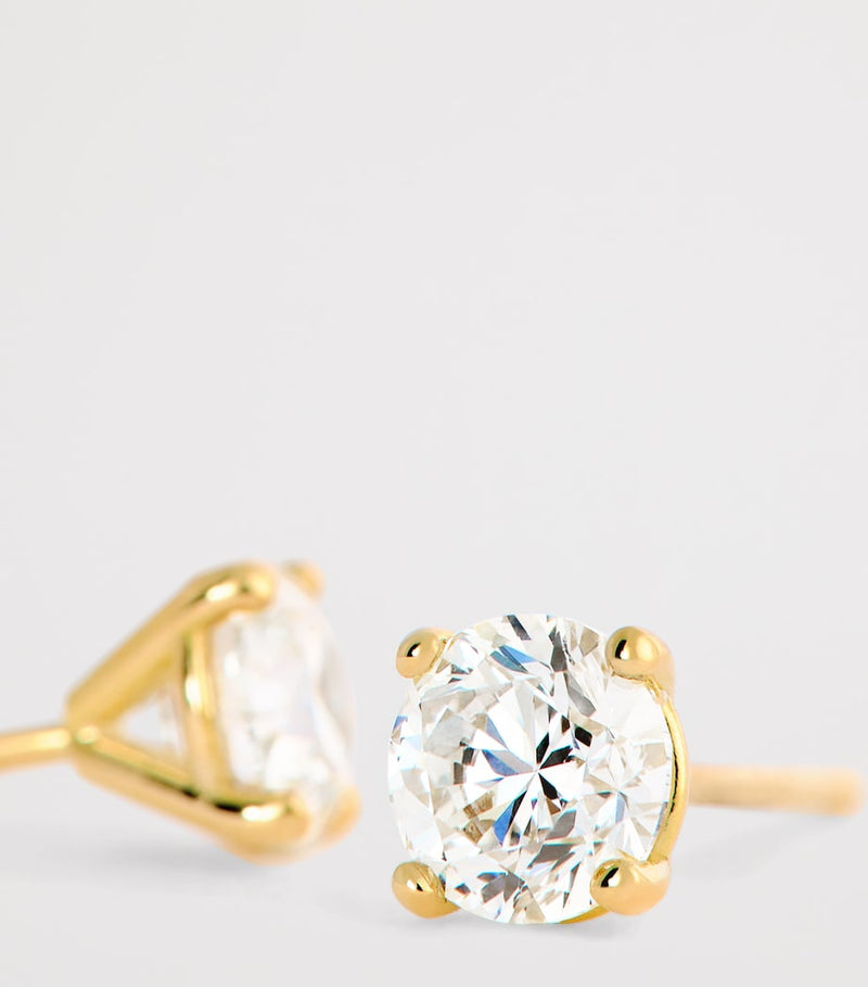 Harrods diamond stud earrings yellow gold 1.00ctw (British brand)